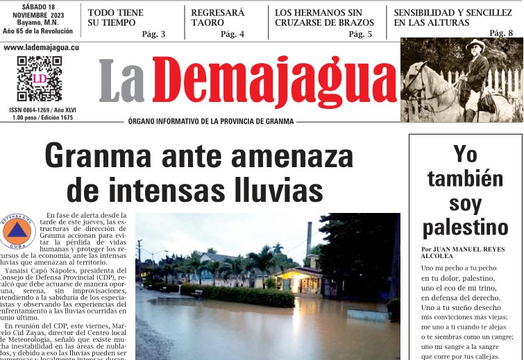Edición impresa 1675 del semanario La Demajagua, sábado 18 de noviembre de 2023 Edición impresa 1675 del semanario La Demajagua, sábado 18 de noviembre de 2023