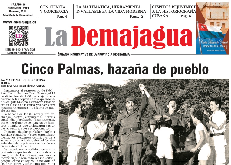 Edición impresa 1679 del semanario La Demajagua, sábado 16 de diciembre de 2023 Edición impresa 1679 del semanario La Demajagua, sábado 16 de diciembre de 2023