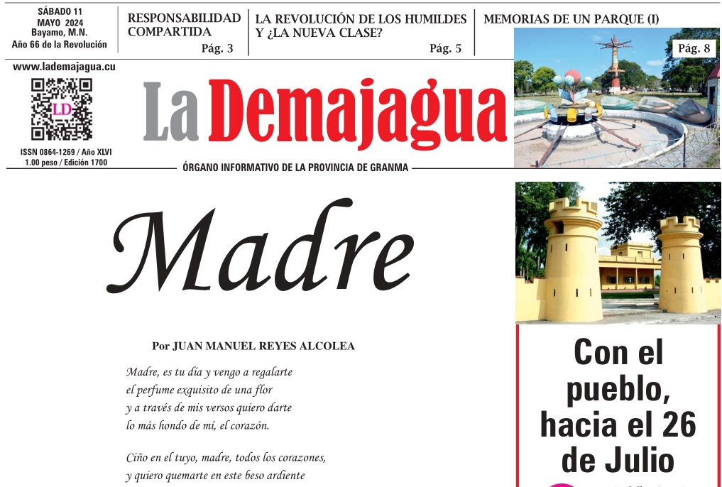 Edición impresa 1700 del semanario La Demajagua, sábado 11 de mayo de 2024 Edición impresa 1700 del semanario La Demajagua, sábado 11 de mayo de 2024