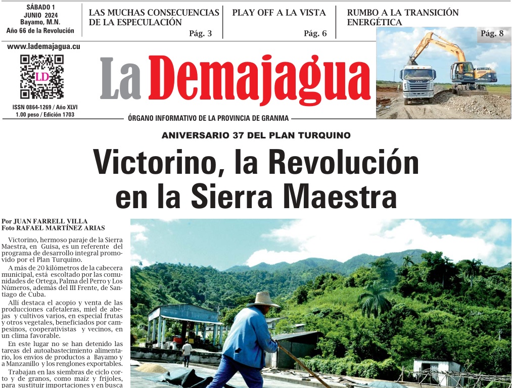 Edición impresa 1703 del semanario La Demajagua, sábado 1 de junio de 2024 Edición impresa 1703 del semanario La Demajagua, sábado 1 de junio de 2024