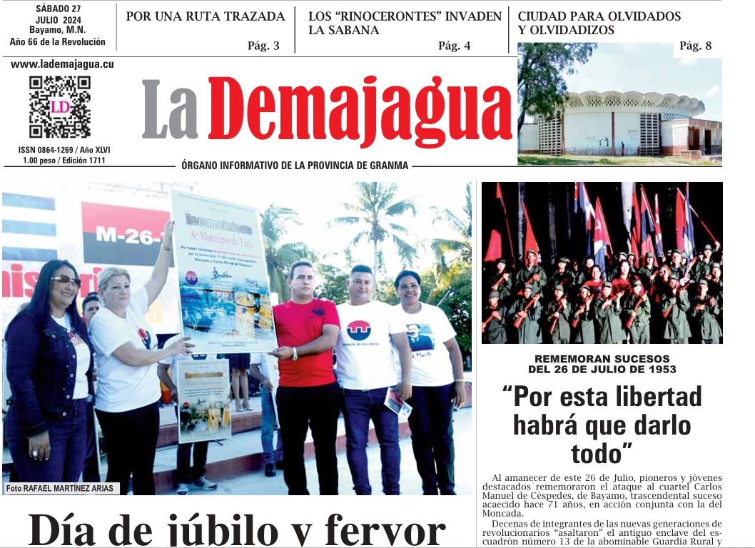Edición impresa 1711 del semanario La Demajagua, sábado 27 de julio de 2024 Edición impresa 1711 del semanario La Demajagua, sábado 27 de julio de 2024