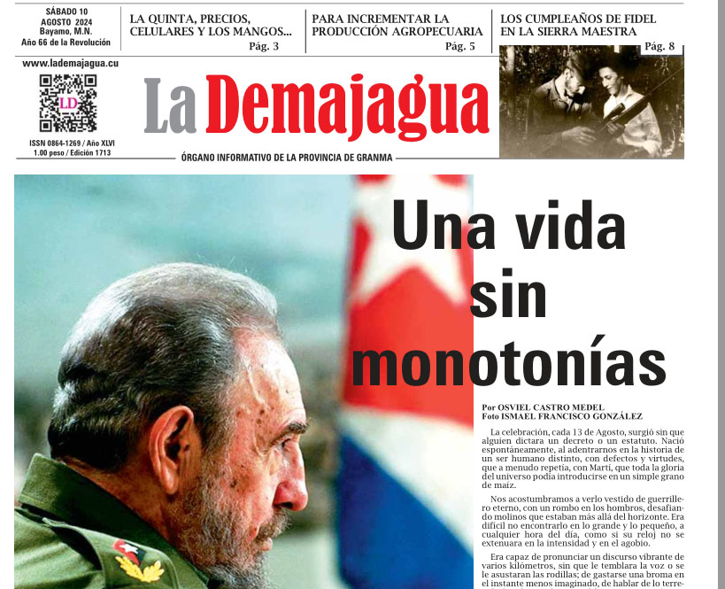 Edición impresa 1713 del semanario La Demajagua, sábado 10 de agosto de 2024 Edición impresa 1713 del semanario La Demajagua, sábado 10 de agosto de 2024