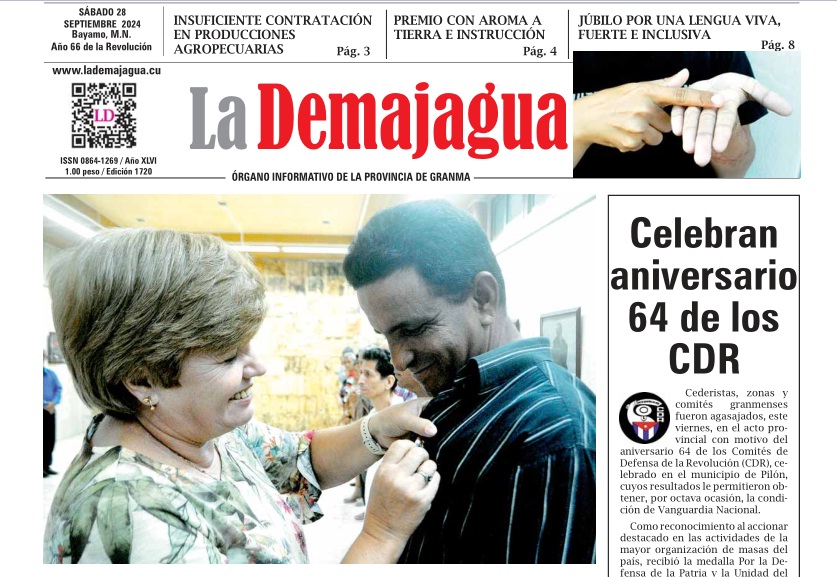 Edición impresa 1720 del semanario La Demajagua, sábado 28 de septiembre de 2024 Edición impresa 1720 del semanario La Demajagua, sábado 28 de septiembre de 2024