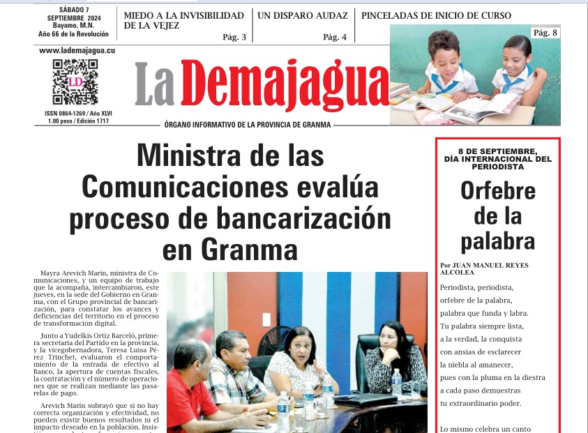 Edición impresa 1717 del semanario La Demajagua, sábado 7 de septiembre de 2024 Edición impresa 1717 del semanario La Demajagua, sábado 7 de septiembre de 2024