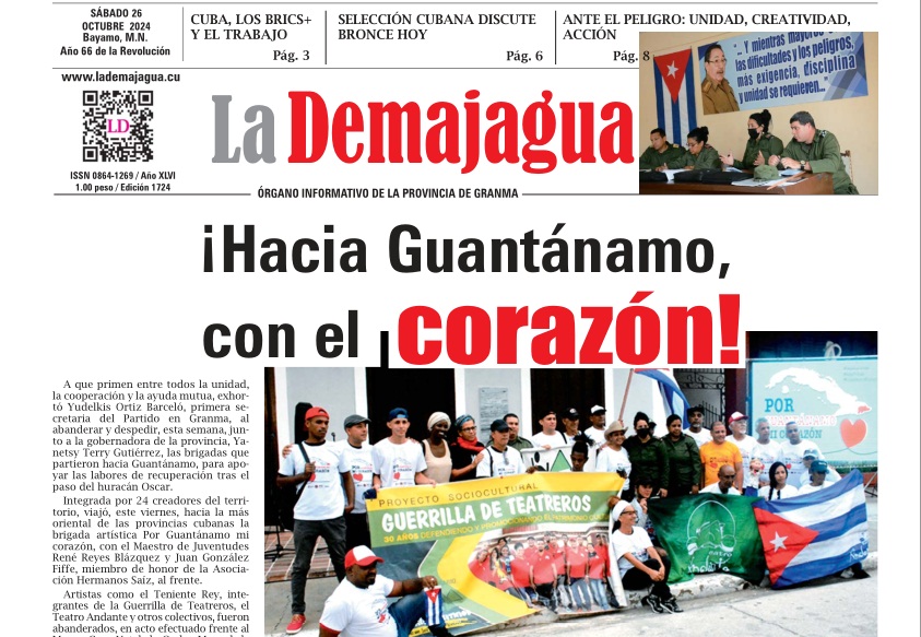 Edición impresa 1724 del semanario La Demajagua, sábado 26 de octubre de 2024 Edición impresa 1724 del semanario La Demajagua, sábado 26 de octubre de 2024