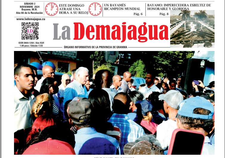 Edición impresa 1725 del semanario La Demajagua, sábado 2 de noviembre de 2024 Edición impresa 1725 del semanario La Demajagua, sábado 2 de noviembre de 2024