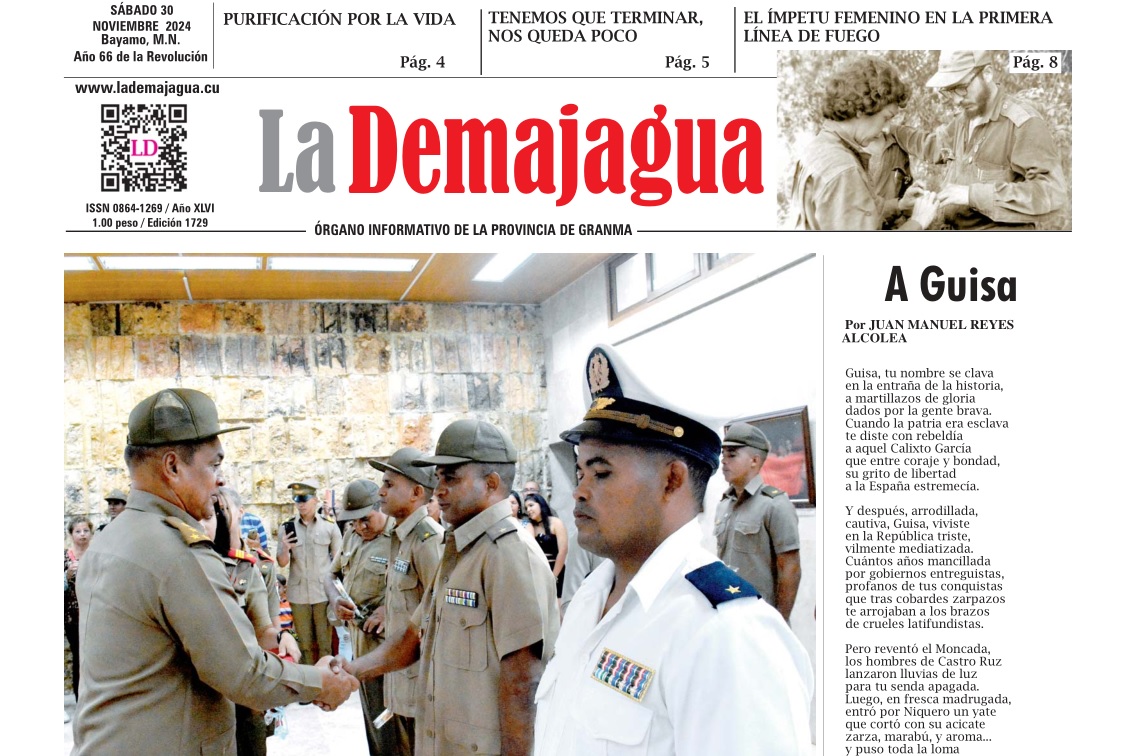 Edición impresa 1729 del semanario La Demajagua, sábado 30 de noviembre de 2024 Edición impresa 1729 del semanario La Demajagua, sábado 30 de noviembre de 2024