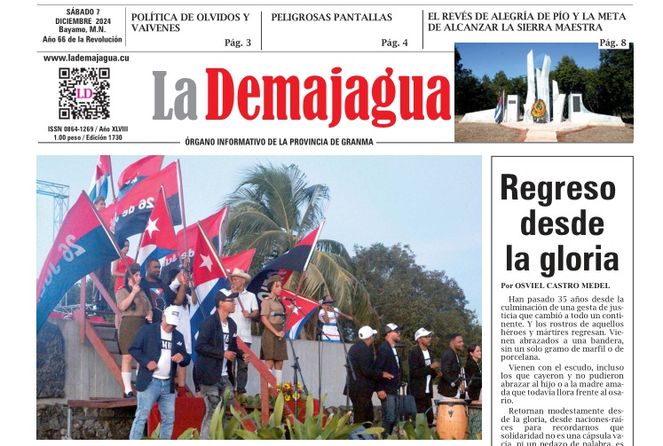 Edición impresa 1730 del semanario La Demajagua, sábado 7 de diciembre de 2024 Edición impresa 1730 del semanario La Demajagua, sábado 7 de diciembre de 2024