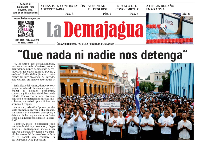 Edición impresa 1732 del semanario La Demajagua, sábado 21 de diciembre de 2024 Edición impresa 1732 del semanario La Demajagua, sábado 21 de diciembre de 2024