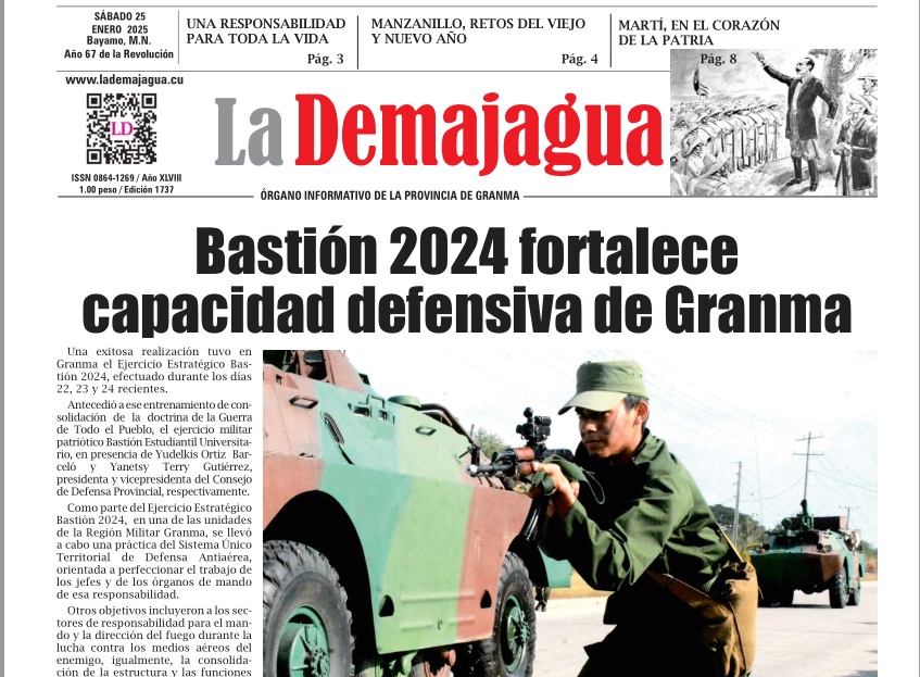 Edición impresa 1737 del semanario La Demajagua, sábado 25 de enero 2025 Edición impresa 1737 del semanario La Demajagua, sábado 25 de enero 2025