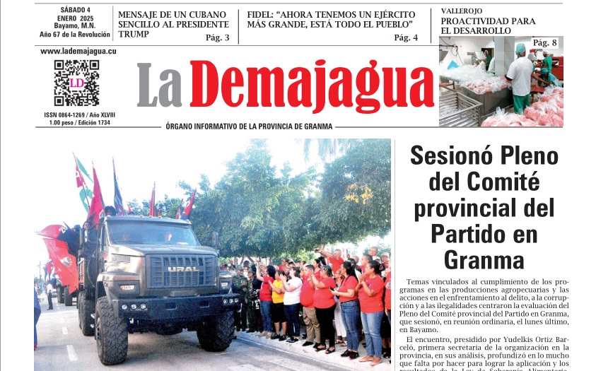 Edición impresa 1734 del semanario La Demajagua, sábado 4 de enero 2025 Edición impresa 1734 del semanario La Demajagua, sábado 4 de enero 2025