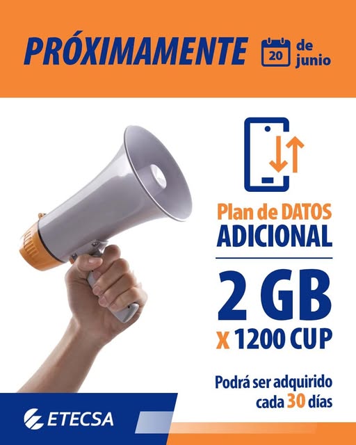 Etecsa ofrece un nuevo plan de datos de 2GB Etecsa ofrece un nuevo plan de datos de 2GB