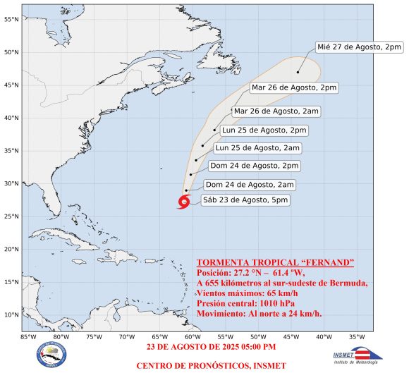Se forma Tormenta Tropical Fernand en aguas del Atlántico occidental
