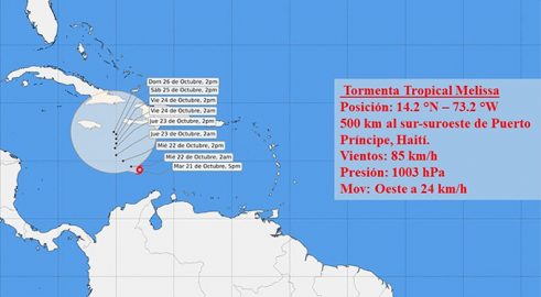Vigila Centro de Pronósticos trayectoria de Melissa