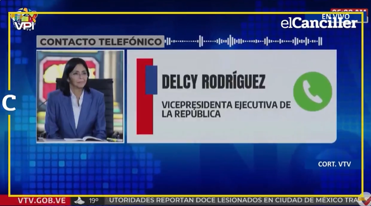 Delcy Rodríguez exige a EE. UU. fe de vida del presidente Nicolás Maduro