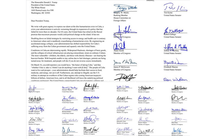 Piden 50 congresistas de EE.UU. fin del bloqueo contra Cuba