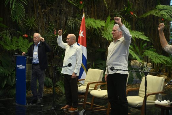 Recibe Díaz-Canel en el Palacio de la Revolución a delegados de la IV Asamblea Continental ALBA Movimientos