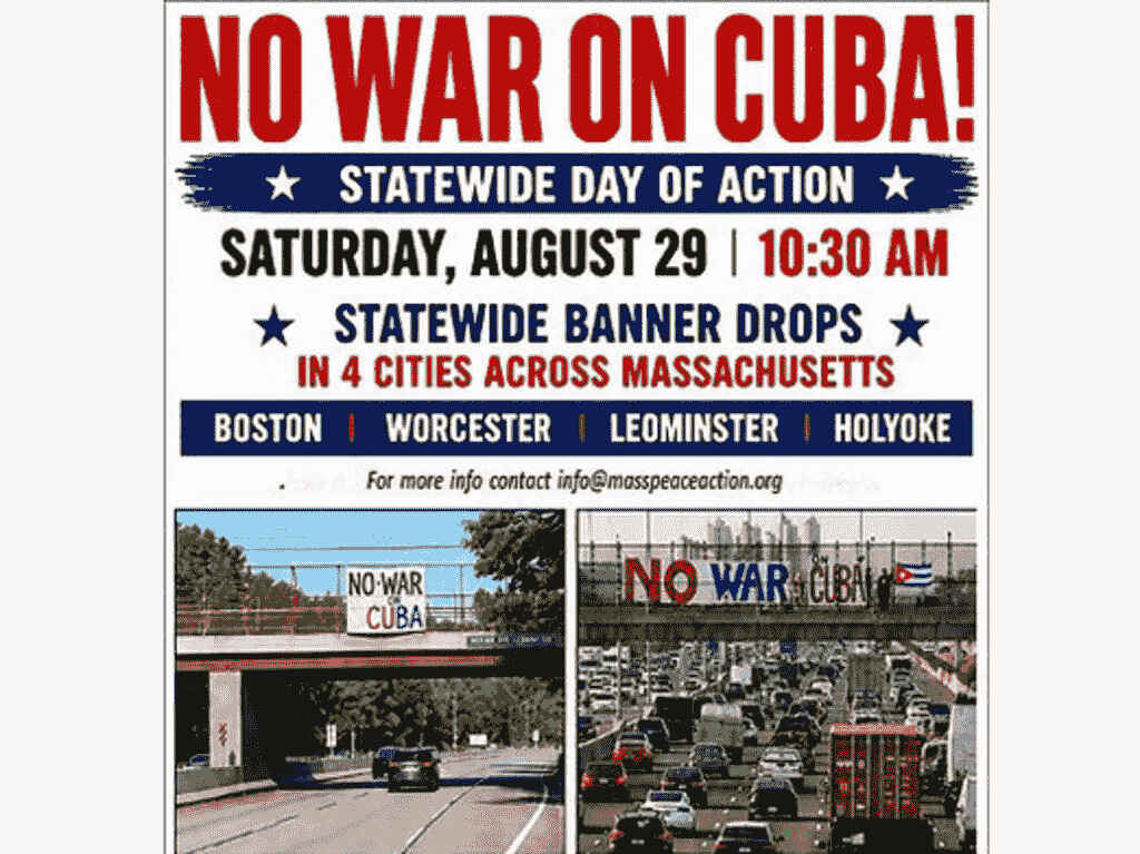 Pancartas en Massachusetts: «No a la guerra contra Cuba»